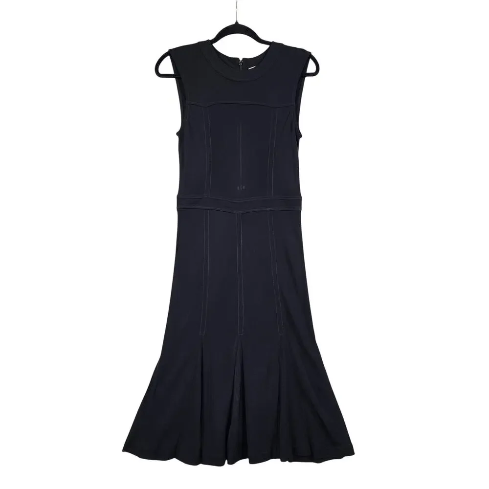 Tory Burch Womens Aubrey Dress Sze XS Black Pleated Trumpet Skirt Sleeveless NWT
